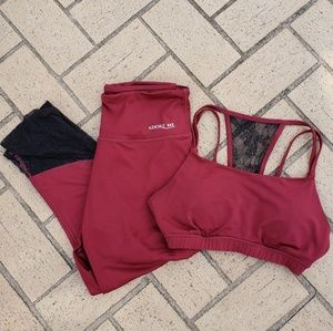 "Adore Me" maroon lace work out outfit size M